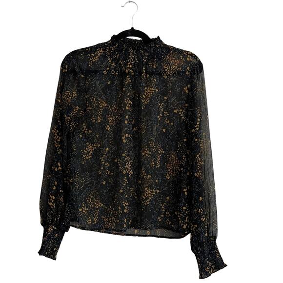 Line and Dot Sheer Floral Top Size S - Picture 11 of 13